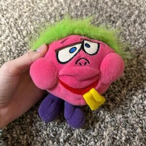 Mr. Bubble Pink Plush Doll Bath Stuffed Funny Silly Face Toy Green Hair